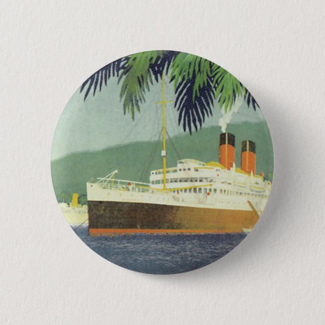Illustration eines alten Kreuzfahrtschiffs Button (Vorderseite)