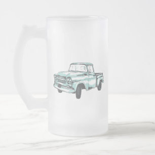 Illustration eines alten Lastwagens Mattglas Bierglas