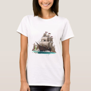 Illustration eines alten Segelschiffs   Klassische T-Shirt