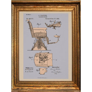 Illustration eines antiken Friseurstuhls Poster