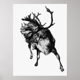 Illustration eines antiken Hirsches Poster