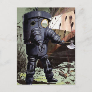 Illustration eines antiken viktorianischen Tauchan Postkarte
