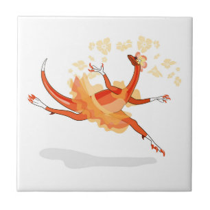 Illustration eines Ballerina TanzRaptors. 2 Fliese