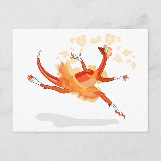Illustration eines Ballerina TanzRaptors. 2 Postkarte (Vorderseite)