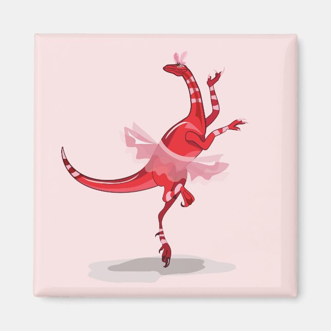 Illustration eines Ballerina TanzRaptors. Magnet (Vorne)