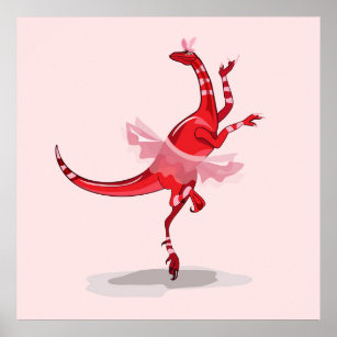 Illustration eines Ballerina TanzRaptors. Poster