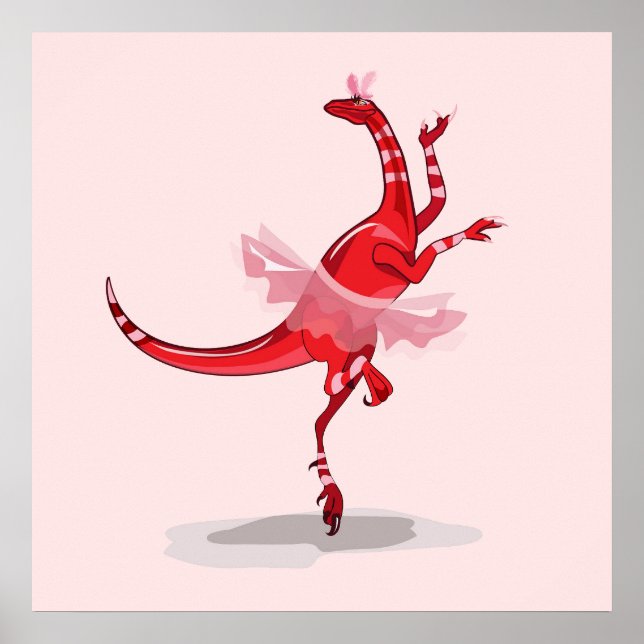 Illustration eines Ballerina TanzRaptors. Poster (Vorne)