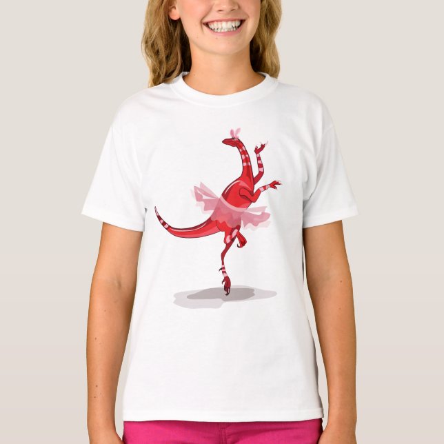 Illustration eines Ballerina TanzRaptors. T-Shirt (Vorderseite)