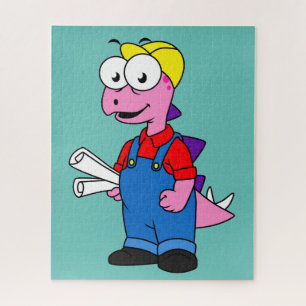 Illustration eines Bauarbeiters für Stegosaurus. Puzzle