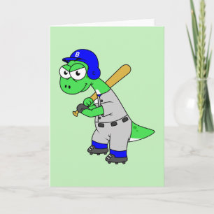 Illustration eines Brontosaurus Baseball-Spielers. Karte
