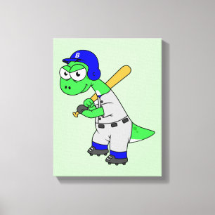 Illustration eines Brontosaurus Baseball-Spielers. Leinwanddruck