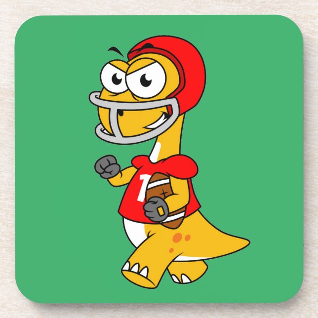 Illustration eines Brontosaurus, der Fußball spiel Getränkeuntersetzer (Vorderseite)