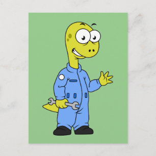 Illustration eines Brontosaurus-Mechanismus. Postkarte