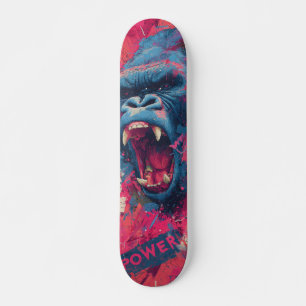 Illustration eines brüllenden Gorillas in lebendig Skateboard