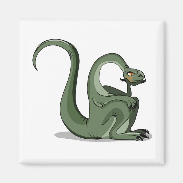 Illustration eines Cartoon Brontosaurus Denken. Magnet (Vorne)