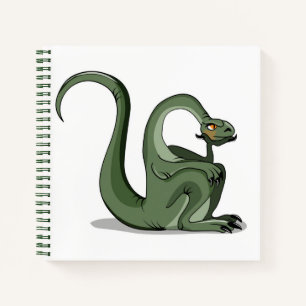 Illustration eines Cartoon Brontosaurus Denken. Notizbuch