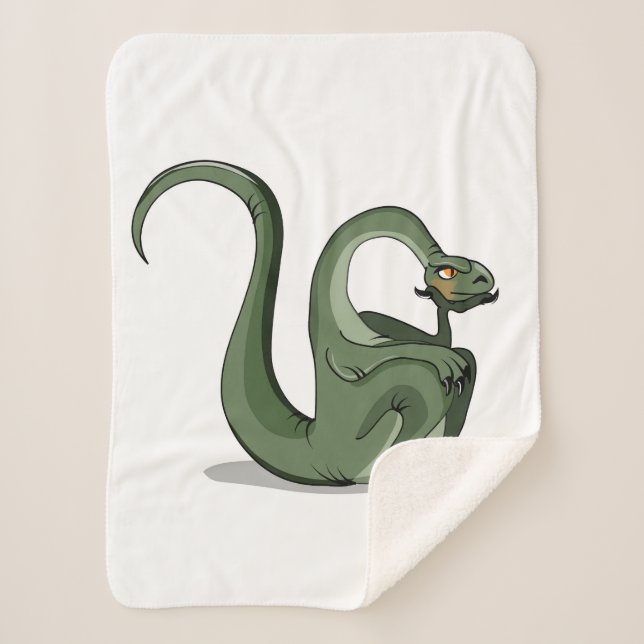 Illustration eines Cartoon Brontosaurus Denken. Sherpadecke (Vorderseite)