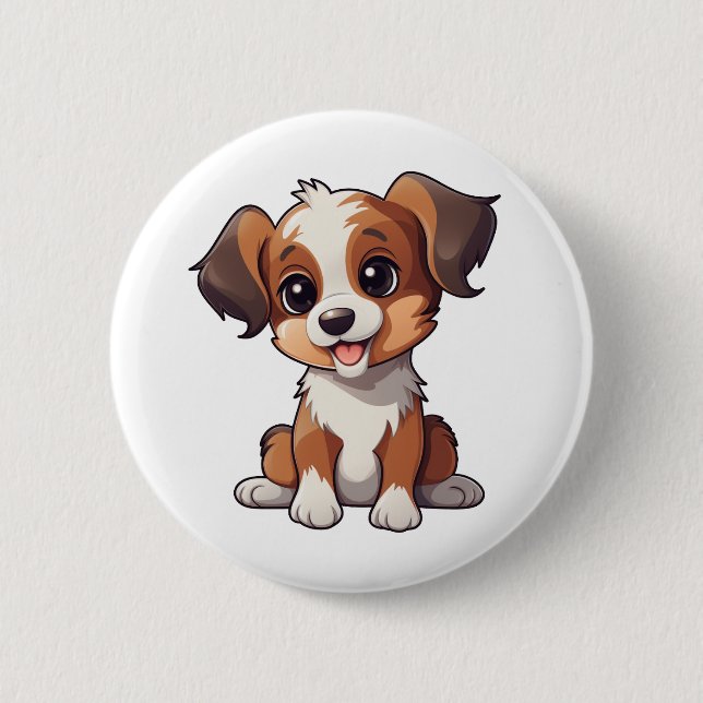 Illustration eines Cartoon-Hundes Button (Vorderseite)