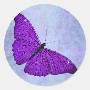 Illustration eines dunkelvioletten Schmetterlings Runder Aufkleber