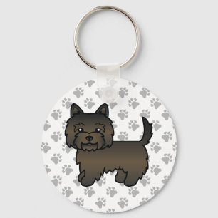 Illustration eines dunklen Cairn Terriers mit Pfot Schlüsselanhänger