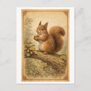 Illustration eines Eichhörnchens im Vintage-Stil Postkarte