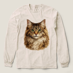 Illustration eines flauschigen Tabbykatzenporträts Tri-Blend Shirt