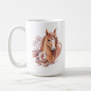 Illustration eines floralen Pferdes Kaffeetasse