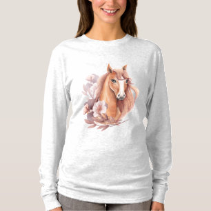 Illustration eines floralen Pferdes T-Shirt