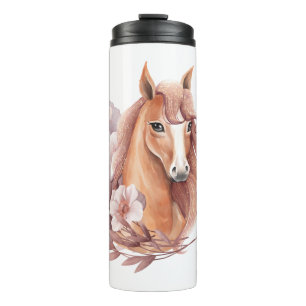 Illustration eines floralen Pferdes Thermosbecher