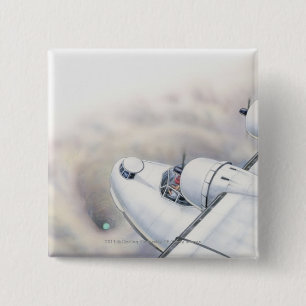 Illustration eines Flugzeugfliegens über Wormhole Button