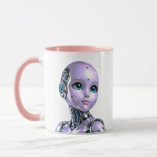 Illustration eines futuristischen Porzellan-Androi Tasse