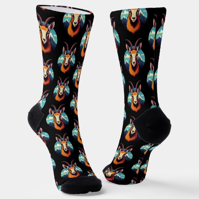 Illustration eines Gämsekopfes Socken (Gewinkelt)