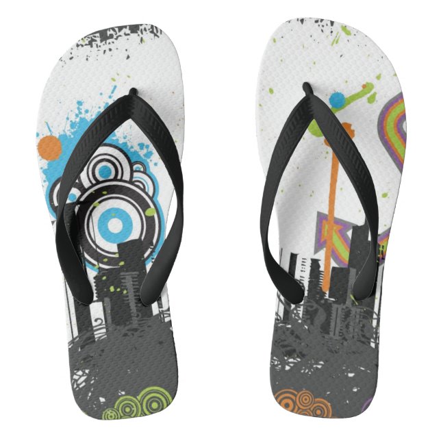 Illustration eines grungy Stadtbildes Flip Flops (Fußbett)