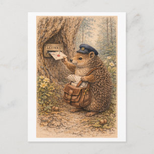 Illustration eines Igels im Vintage-Stil als Brief Postkarte
