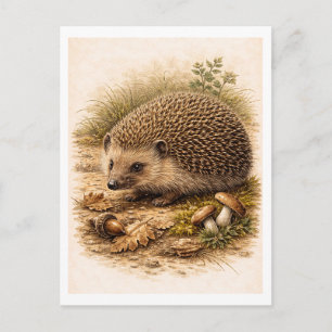 Illustration eines Igels im Vintage-Stil Postkarte