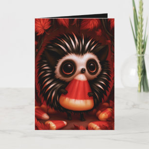 Illustration eines Igels zu Halloween mit der Aufs Karte