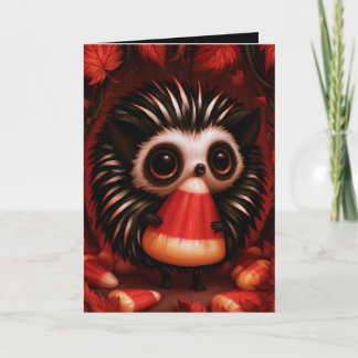 Illustration eines Igels zu Halloween mit der Aufs Karte
