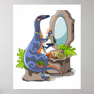 Illustration eines Iguanodon, das das Make-up anbr Poster