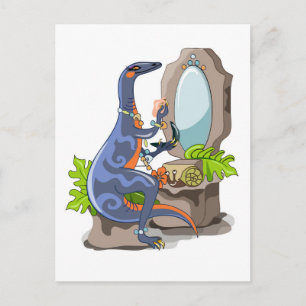Illustration eines Iguanodon, das das Make-up anbr Postkarte