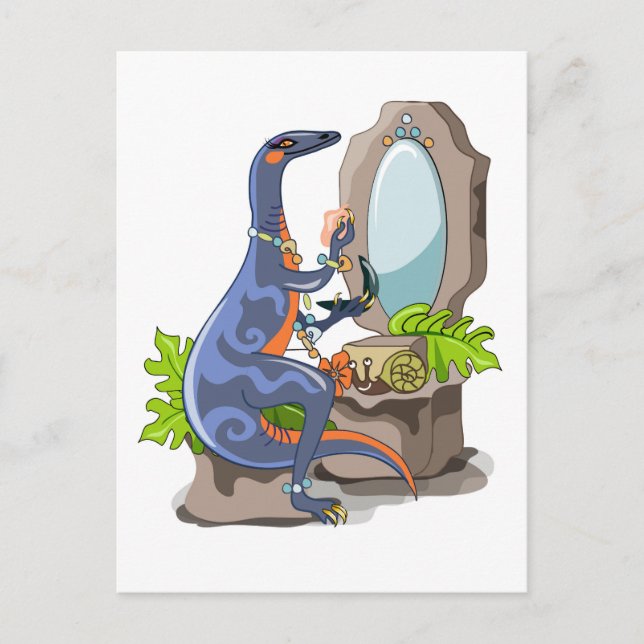 Illustration eines Iguanodon, das das Make-up anbr Postkarte (Vorderseite)