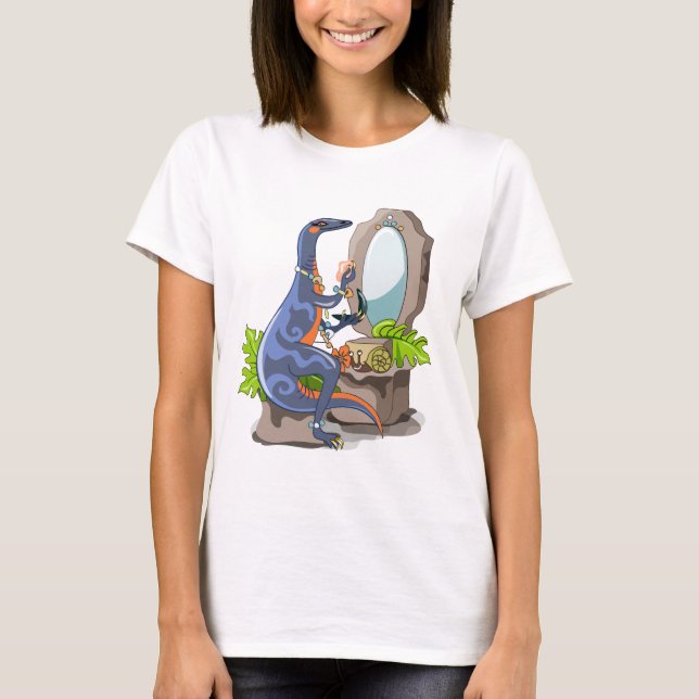 Illustration eines Iguanodon, das das Make-up anbr T-Shirt (Vorderseite)