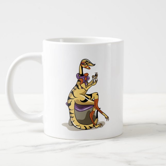 Illustration eines Iguanodon, der ihre Nägel polie Jumbo-Tasse (Links)