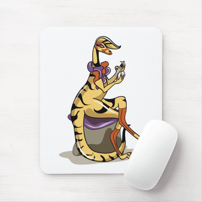 Illustration eines Iguanodon, der ihre Nägel polie Mousepad (Mit Mouse)