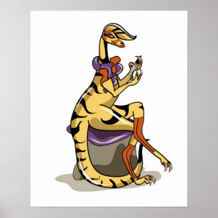 Illustration eines Iguanodon, der ihre Nägel polie Poster