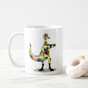 Illustration eines Iguanodon-Fotografen. Kaffeetasse