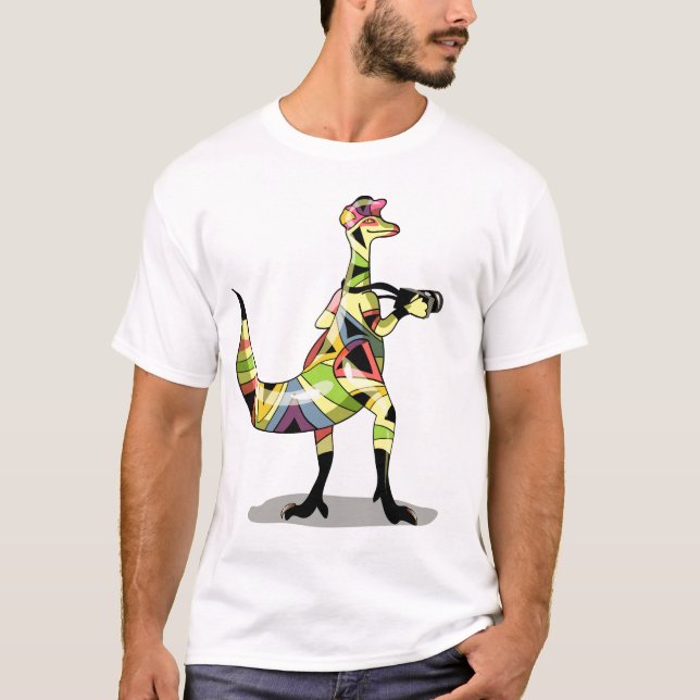 Illustration eines Iguanodon-Fotografen. T-Shirt (Vorderseite)