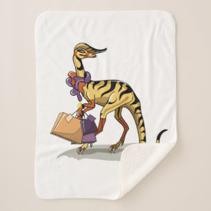 Illustration eines Iguanodon mit Einkaufstaschen. Sherpadecke