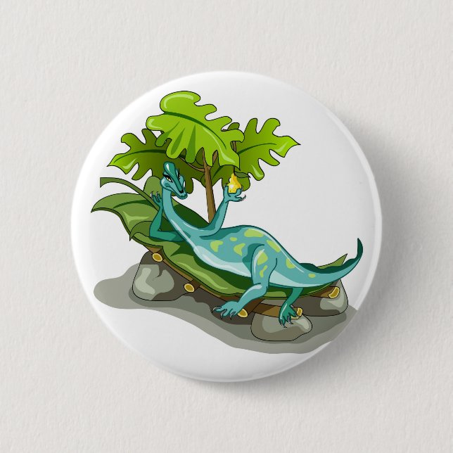 Illustration eines Iguanodon-Sonnenbades. Button (Vorderseite)