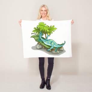 Illustration eines Iguanodon-Sonnenbades. Fleecedecke