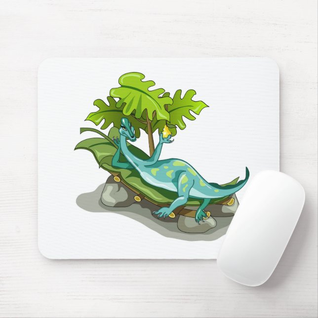 Illustration eines Iguanodon-Sonnenbades. Mousepad (Mit Mouse)